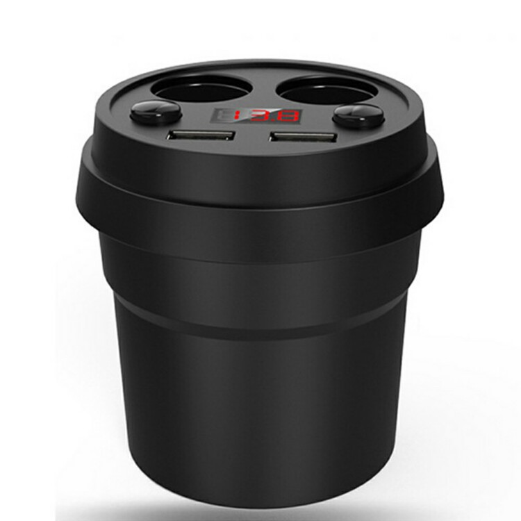 Dual USB Car Charger Adapter with 2 Cigarette Lighter Socket-CC069