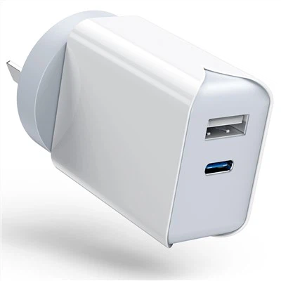 Pengecas Dinding Dwi USB Putih Mudah Alih